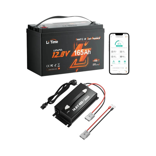 Kit Baterie LiFePo LiTime 12V 165Ah+Incarcator 40A cu Activare BMS