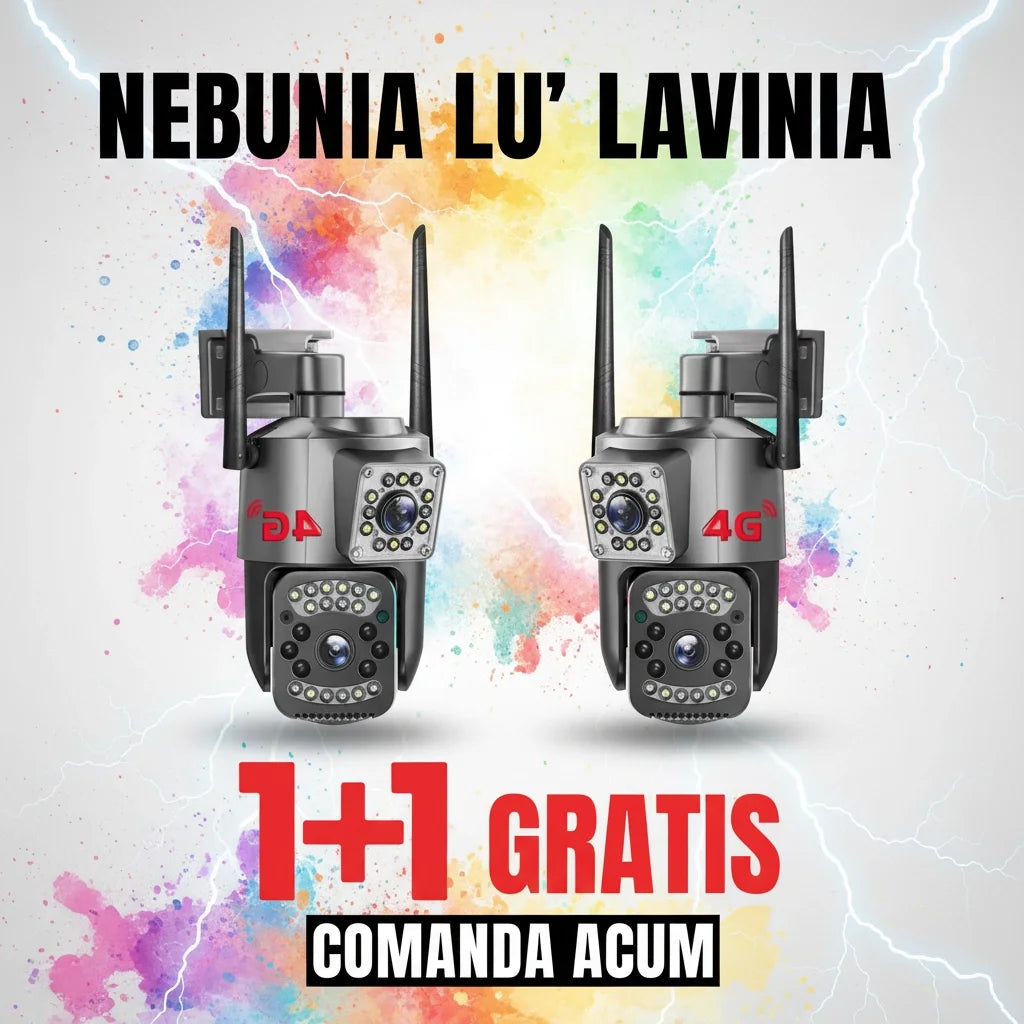 Camera de supraveghere 4G Cartela SIM 4K, 8MP, 2 lentile, Control din aplicatie, Urmarire automata, Rezistenta la apa IP66