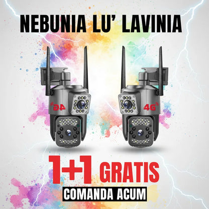 Camera de supraveghere 4G Cartela SIM 4K, 8MP, 2 lentile, Control din aplicatie, Urmarire automata, Rezistenta la apa IP66