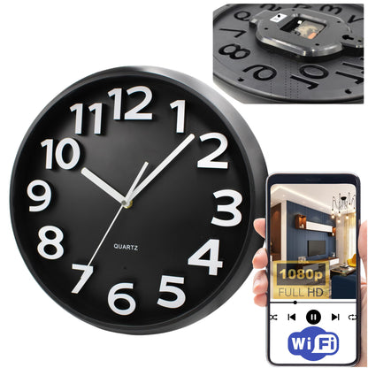 Ceas de perete spion cu camera ascunsa Wi-Fi 1080p Full HD, MicroSD, detectie miscare