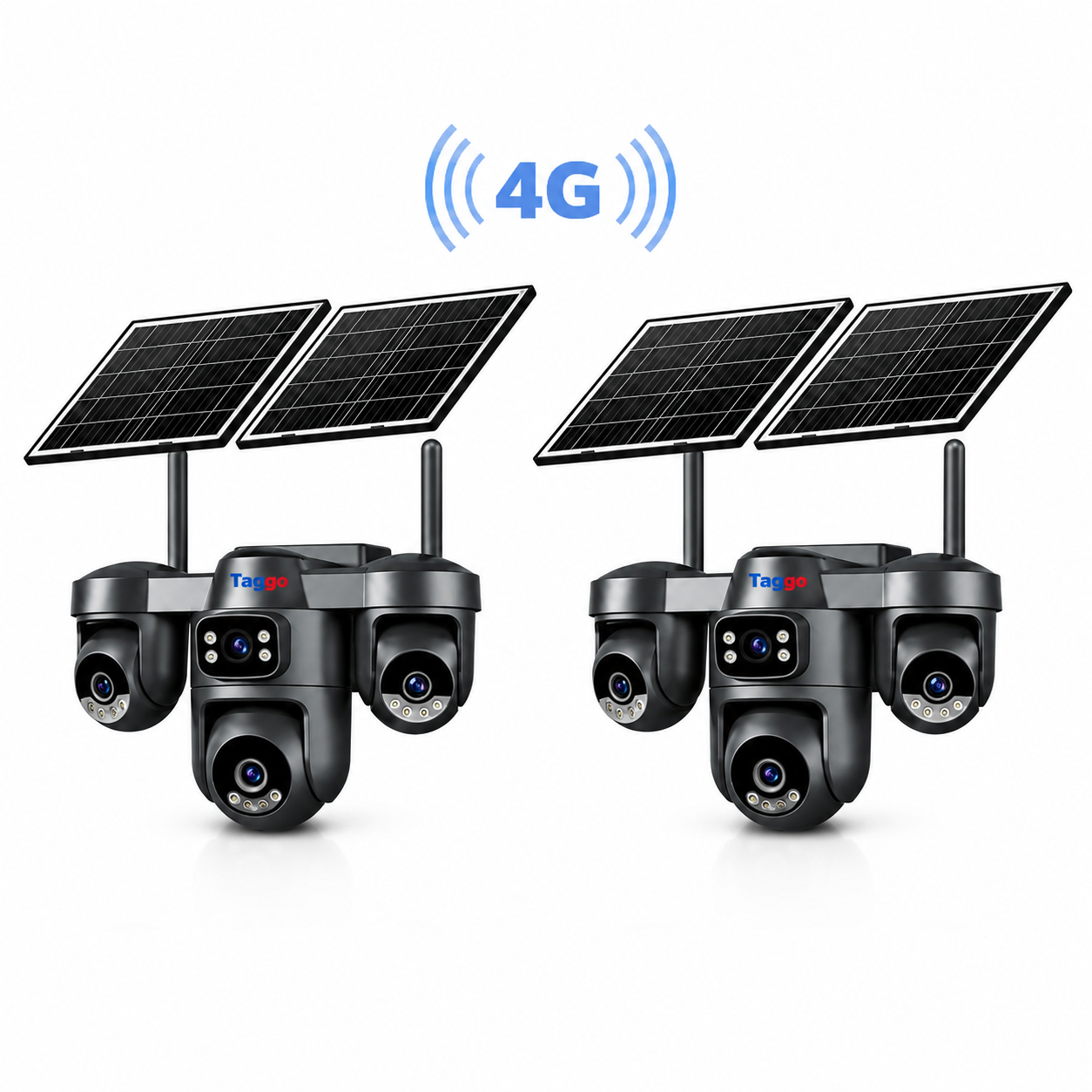 Pachet 2x Camere Supraveghere Crocodil, Panou Solar Dublu, 4G, 4 Lentile