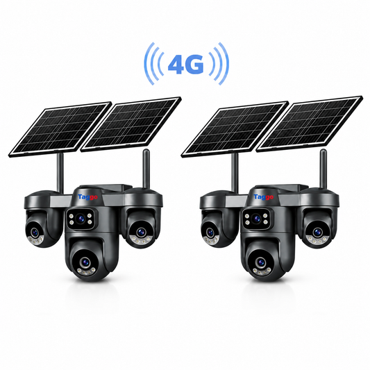 Pachet 2x Camere Supraveghere Crocodil, Panou Solar Dublu, 4G, 4 Lentile