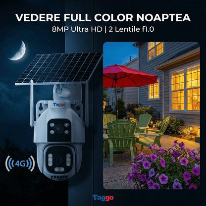 Camera supraveghere Fast Bundle cu panou solar dublu 20W, rezoluție 8MP, vizualizare noapte și conectivitate 4G/eSIM.