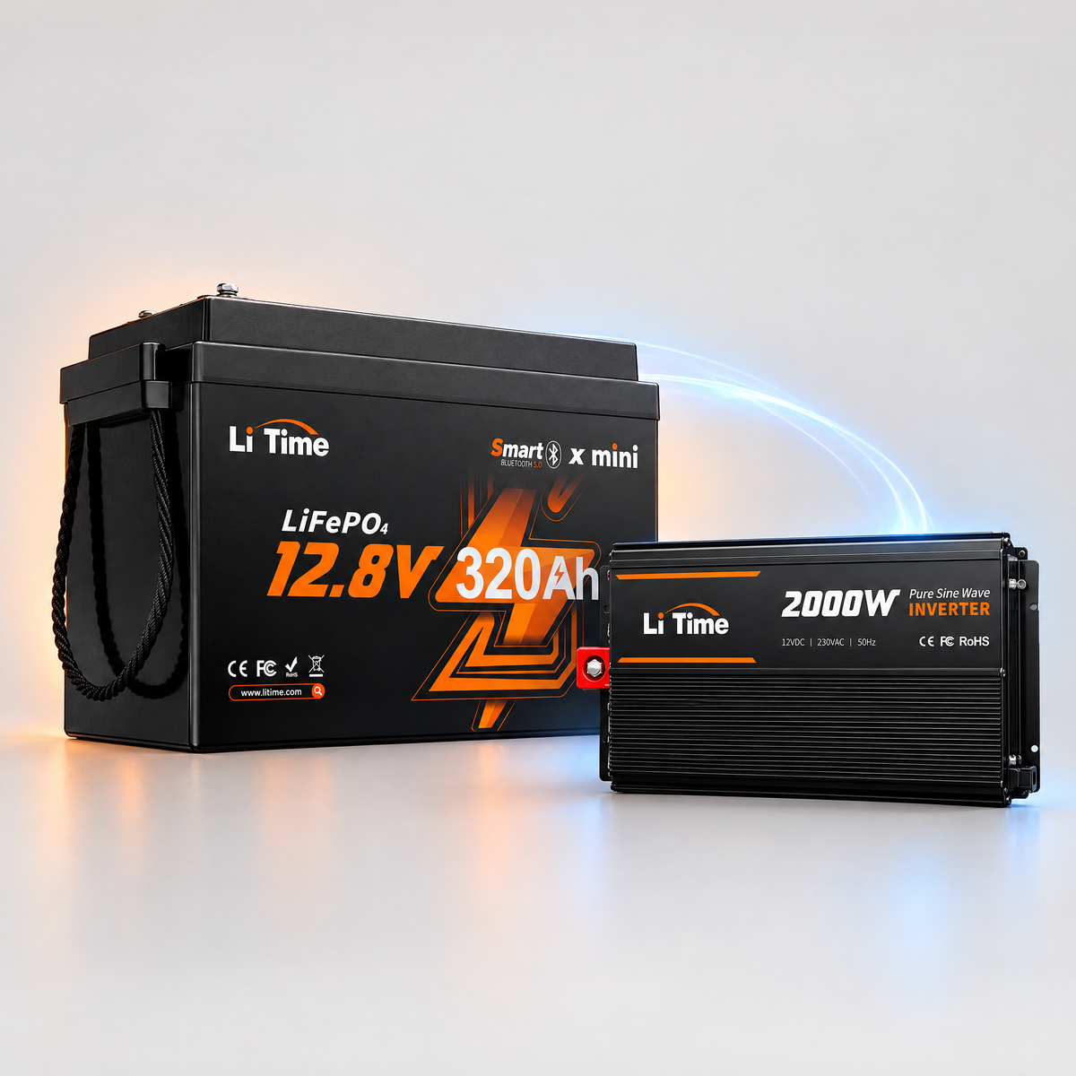 Kit Invertor LiTime 2000W Sinus Pur 12V-230V+Baterie LiTime 12V-320Ah LiFePO4 pentru Rulote si Off-Grid