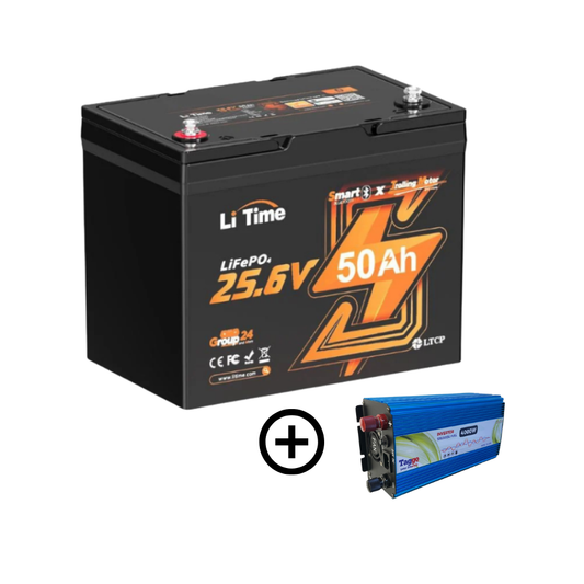 Pachet baterie LiFePO4 24V 50Ah cu BMS + Invertor SINUS PUR 4000W 24V cu functie UPS