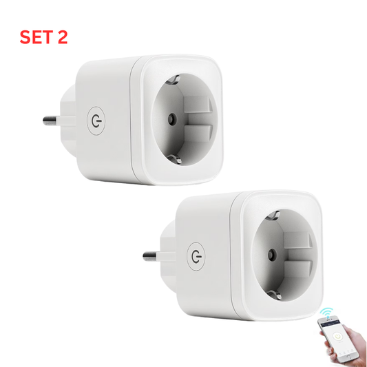 Set 2 Prize inteligente, WiFi, aplicatie mobila SmartLife, 16A, 100-250V, Program alimentare, Monitorizare consum, Control Vocal Prin Amazon Alexa Si Google Assistant