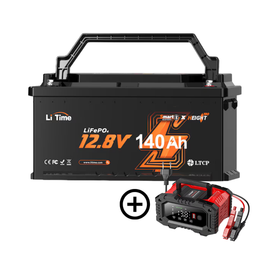 Baterie solara LITHIUM LiTime 12V 140Ah LiFePO4 cu BMS si Bluetooth + Incarcator LifePO4 12V20A 24V10A
