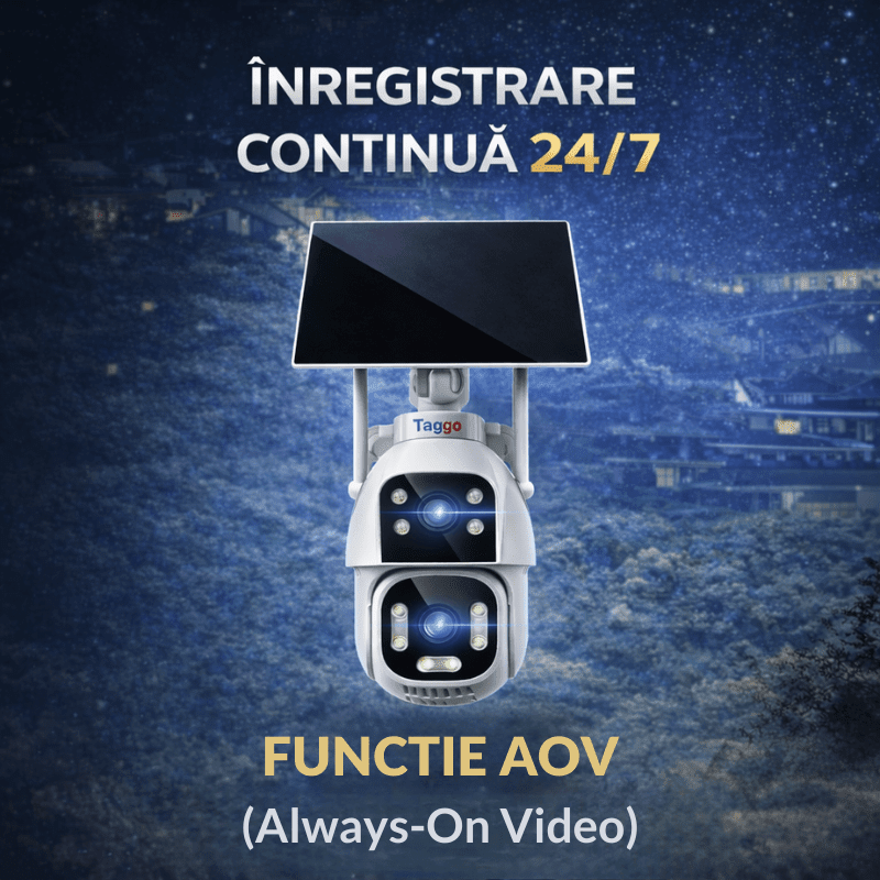 Camera supraveghere Fast Bundle cu panou solar dublu 20W, rezoluție 8MP, vizualizare color noaptea, 2 lentile și card 128GB.