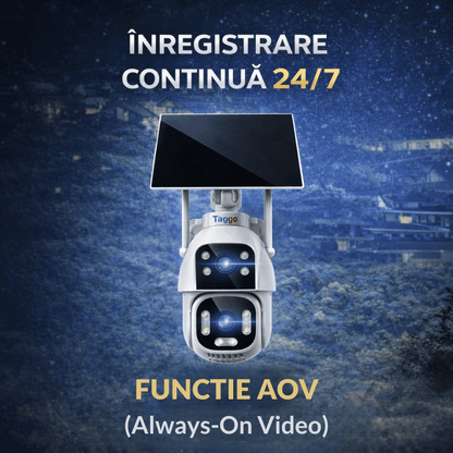 Camera supraveghere Fast Bundle cu panou solar dublu 20W, rezoluție 8MP, vizualizare color noaptea, 2 lentile și card 128GB.