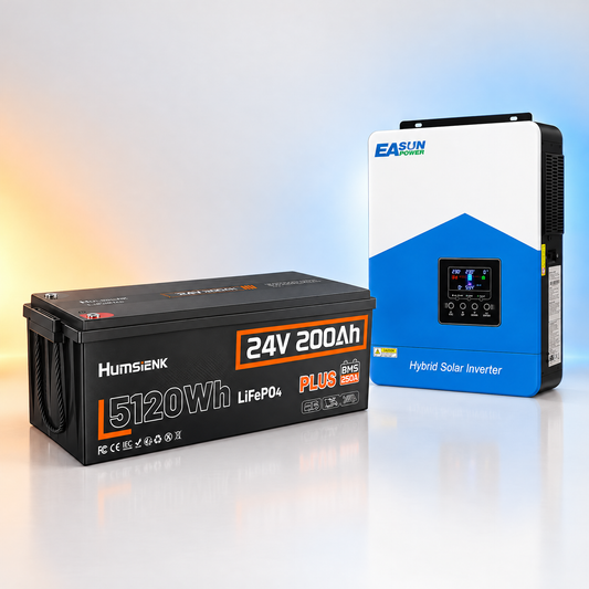 Kit Solar Off-Grid EASUN 4.2kW 24V MPPT 120A+Baterie Humsienk 24V-200Ah PLUS 5.12kWh BMS 250A