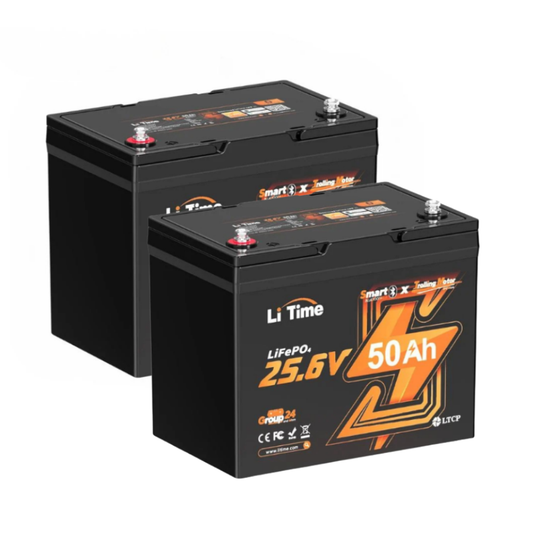 Set 2 baterii cu litiu LiFePO4, 24V 50Ah cu BMS