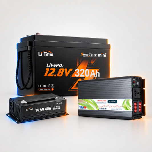 Kit Invertor Sinus Pur 3000W 12V-220V+Baterie 320Ah LiFePO4+Redresor 40A pentru Rulote si Off-Grid