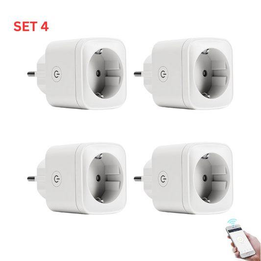 Set 4 Prize inteligente, WiFi, aplicatie mobila SmartLife, 16A, 100-250V, Program alimentare, Monitorizare consum, Control Vocal Prin Amazon Alexa Si Google Assistant