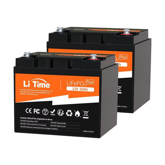 Set 2 baterii cu litiu LiFePO4, 12V 50Ah cu BMS
