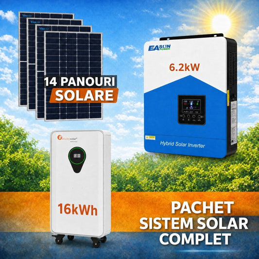 Kit Fotovoltaic Off-Grid 6.2kW EASUN – 14 Panouri Trina 455W + Acumulator 16kWh Felicity LiFePO4