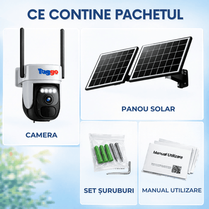 Camera supraveghere exterior Fast Bundle, 4G Ultra HD, 4MP, zoom 10x, funcție AOV, incarcare solară, rezistentă IP66, card 128GB
