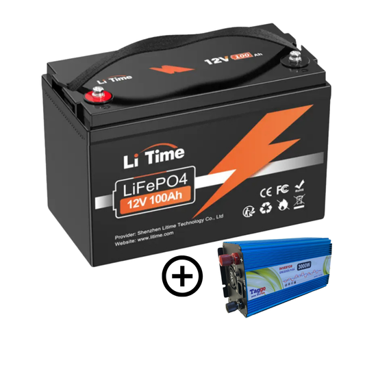 Pachet baterie LiFePO4 12V 100Ah cu BMS + Invertor SINUS PUR 3000W 12V cu functie UPS