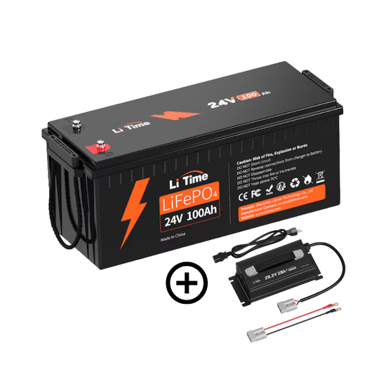 Baterie solara LITHIUM LiTime 24V 100Ah LiFePO4 cu BMS + Incarcator LifePO4 24V20A LiTime