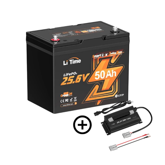 Baterie solara LITHIUM LiTime 24V 50Ah LiFePO4 cu BMS + Incarcator LifePO4 24V20A LiTime