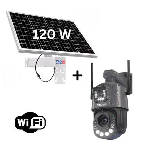 Camera Supraveghere cu Panou Solar si Conexiune WIFI, Rezolutie 6K ULTRA HD, Zoom Optic 100X, 2 Lentile