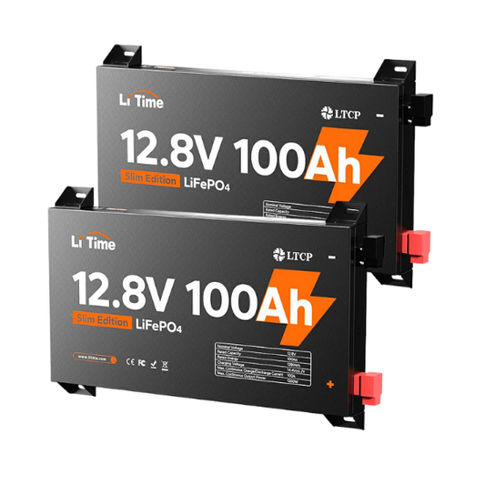Set 2 baterii Litiu SLIM 12V 100Ah LiFePO4 LiTime BMS 100A