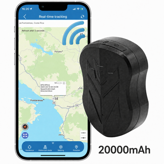 GPS Tracker Auto 4G, Baterie 20000mAh, Magnet Puternic, IP67, Urmărire în Timp Real, standby 120 zile