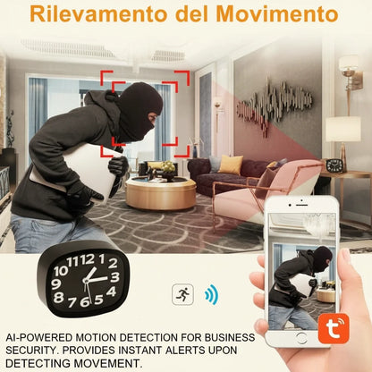 Ceas desteptator spion cu camera ascunsa Wi-Fi 1080p Full HD, MicroSD, detectie miscare, viziune nocturna